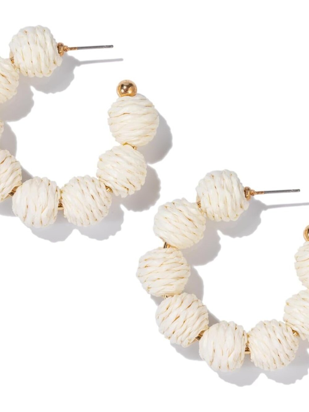 Raffia Hoop Earrings Statement Boho Beaded Earrings Cute Rattan Handmade Colorfu